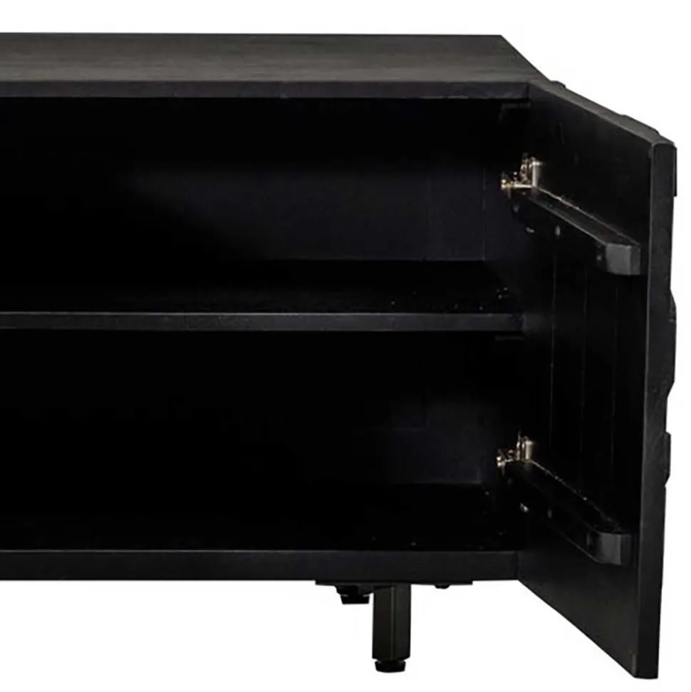 TV Lowboard mit Schnitzereien Front - Eiken