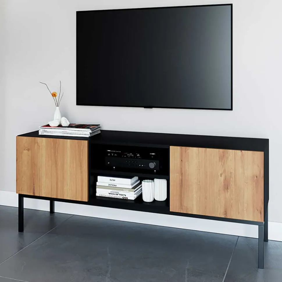TV Lowboard mit zwei Türen und Fächern - Cavan