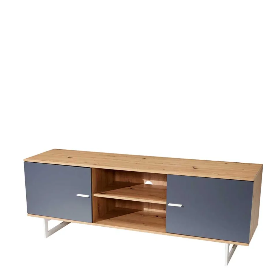 TV Unterschrank in Eiche Optik mit Grau - Flurin