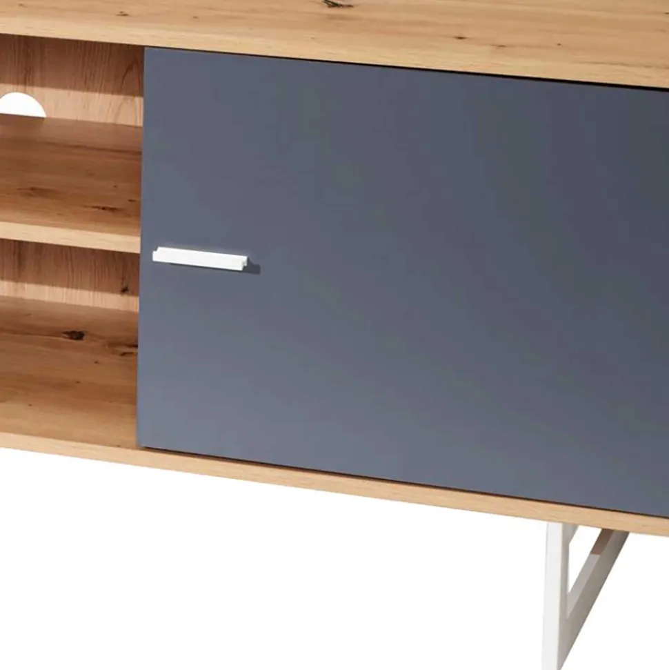 TV Unterschrank in Eiche Optik mit Grau - Flurin