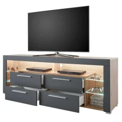 TV Unterschrank in Grau & Asteiche Dekor - Noelle