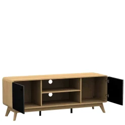 TV Unterschrank in Schwarz & Eiche Optik - Sondros