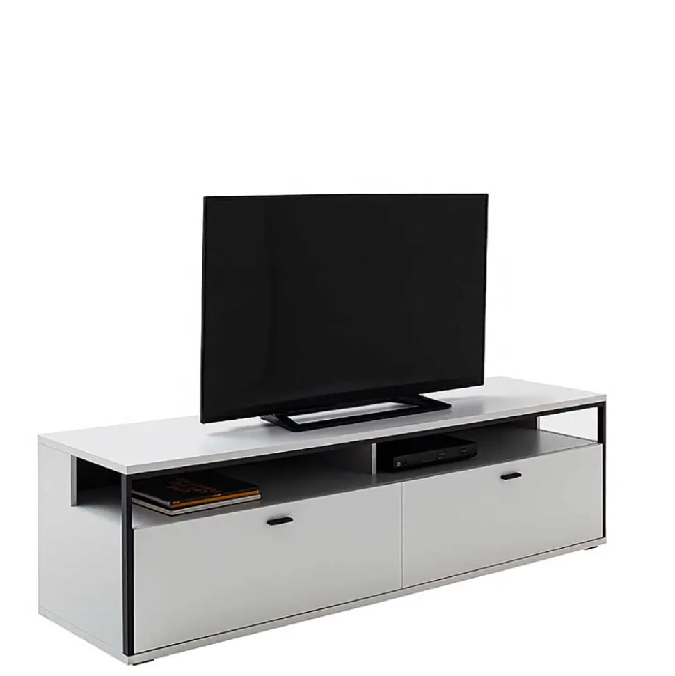 TV Unterschrank in Weiß und Schwarzgrau - Loazin