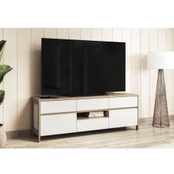 TV-Board in Weiß und Eiche Dekor - Ovidio