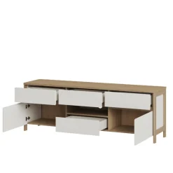 TV-Board in Weiß und Eiche Dekor - Ovidio
