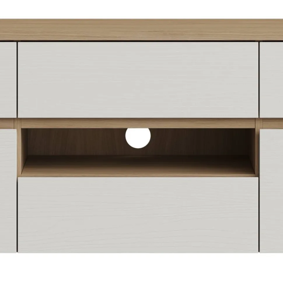 TV-Board in Weiß und Eiche Dekor - Ovidio
