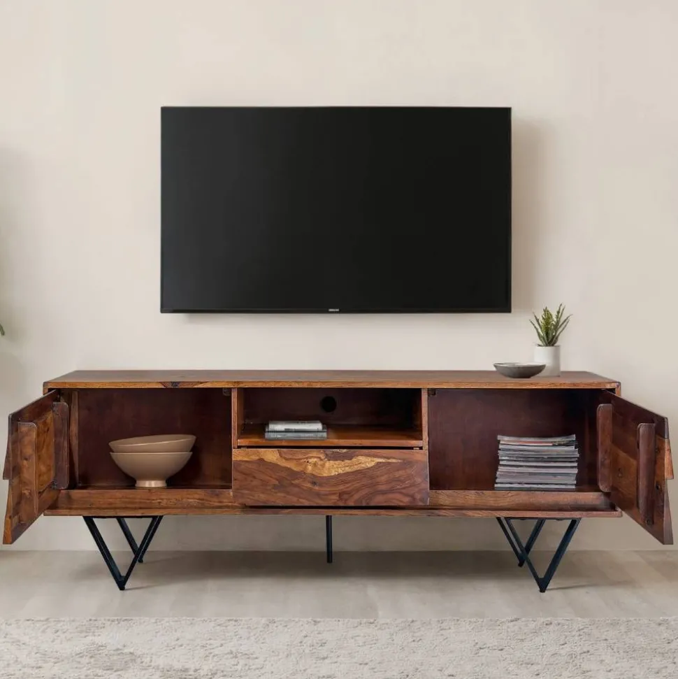 TV-Lowboard aus Sheesham Massivholz - Jendras