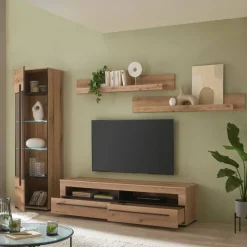TV-Wohnwand in Holzoptik foliert - Brocus (vierteilig)