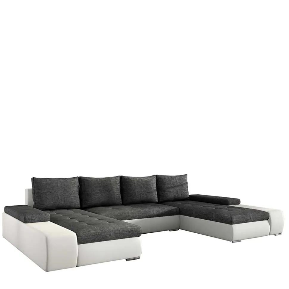 U-Design Wohnlandschaft in Dunkelgrau und Weiß - Alfonosso