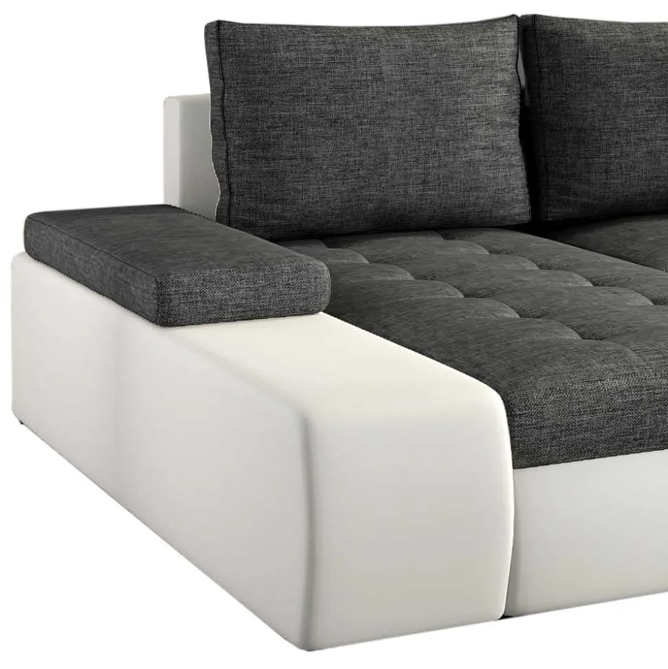 U-Design Wohnlandschaft in Dunkelgrau und Weiß - Alfonosso