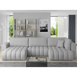 U-Form Wohnlandschaft in Hellgrau Chenille - Vapposia