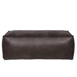 Used Look Pouf aus Recyclingleder Castilian in Schwarz