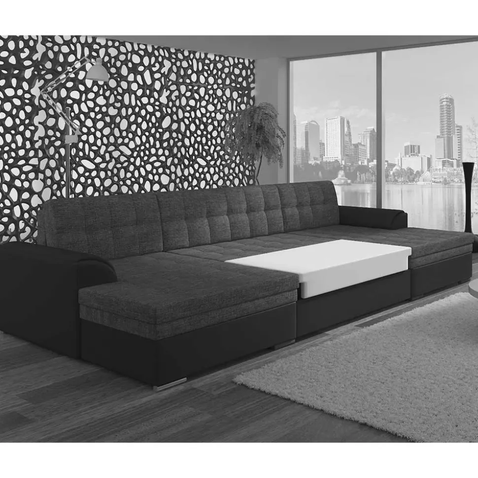 U-Sofa in Schwarz Kunstlederbezug - Bekasi