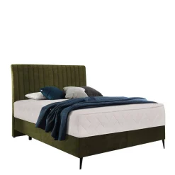 Velours Boxspringbett in Oliv Grün - Prudenca