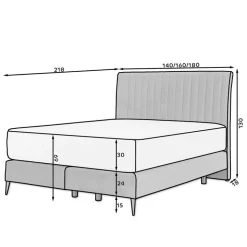 Velours Boxspringbett in Oliv Grün - Prudenca