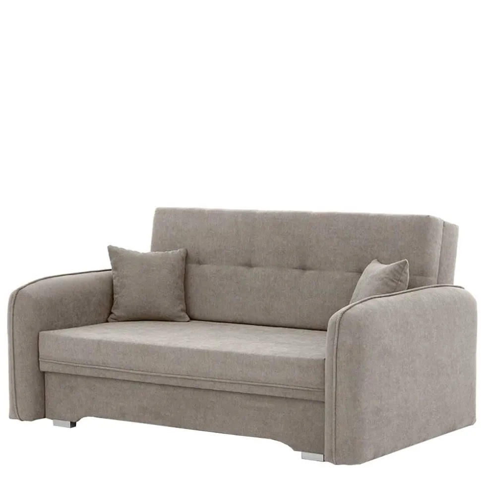 Velours Federkerncouch in Beigegrau - Fortinos