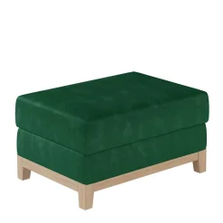 Velours Hocker in Dunkelgrün - Yamura