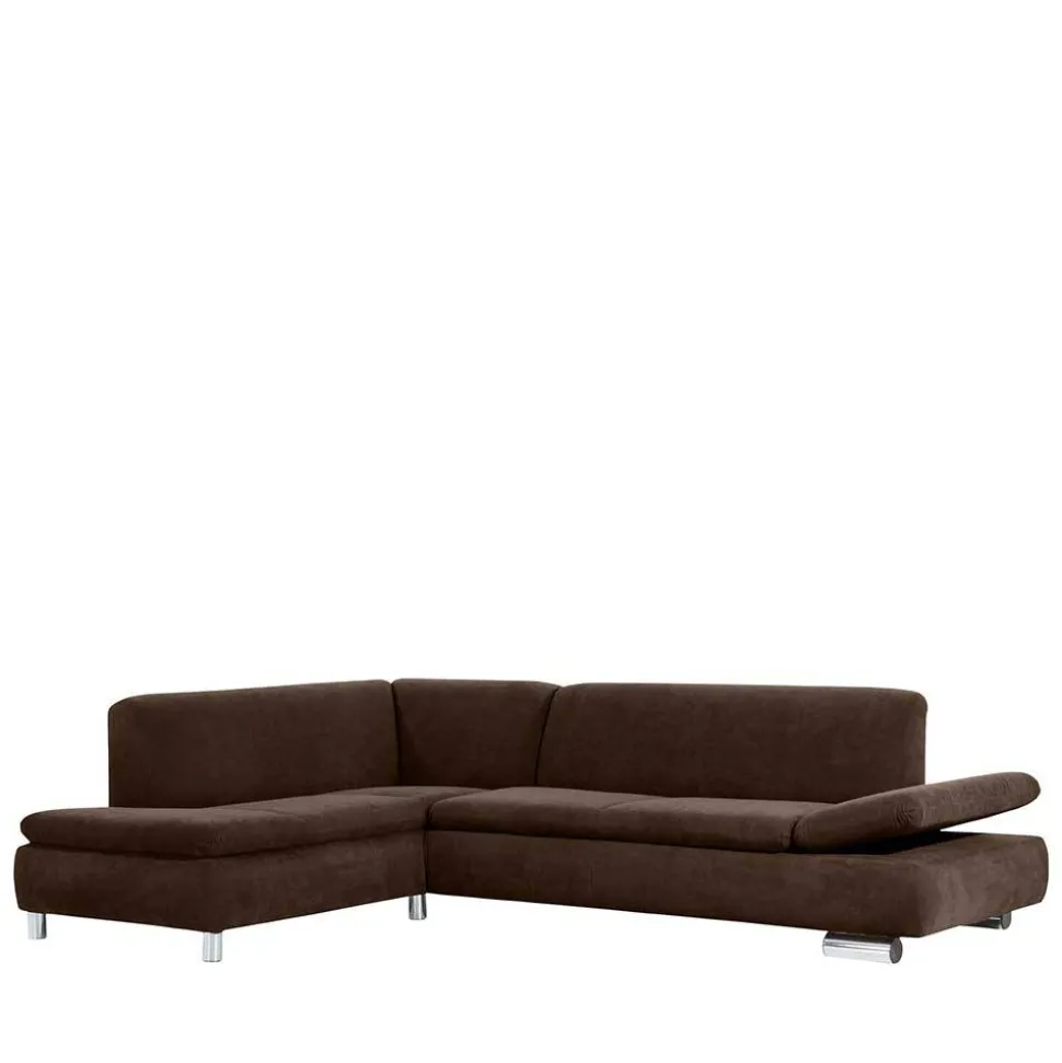 Velours Polsterecke in Braun - Delnoto