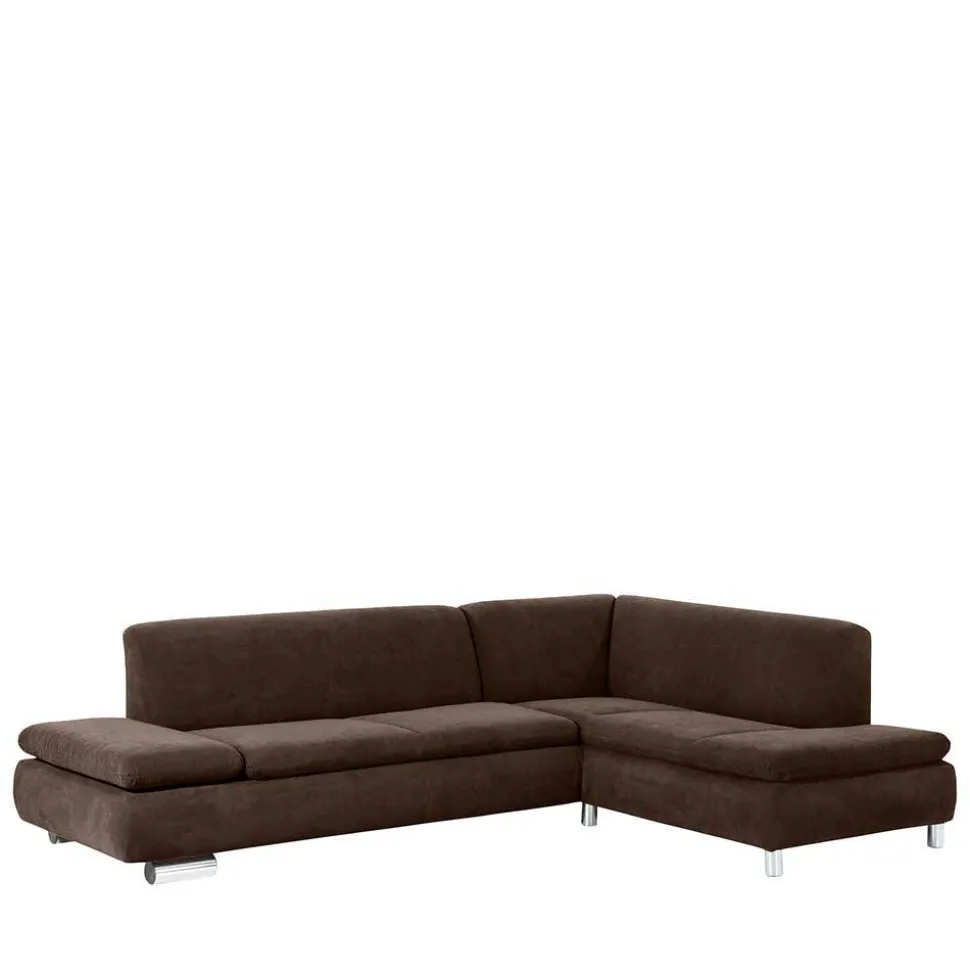 Velours Polsterecke in Braun - Delnoto