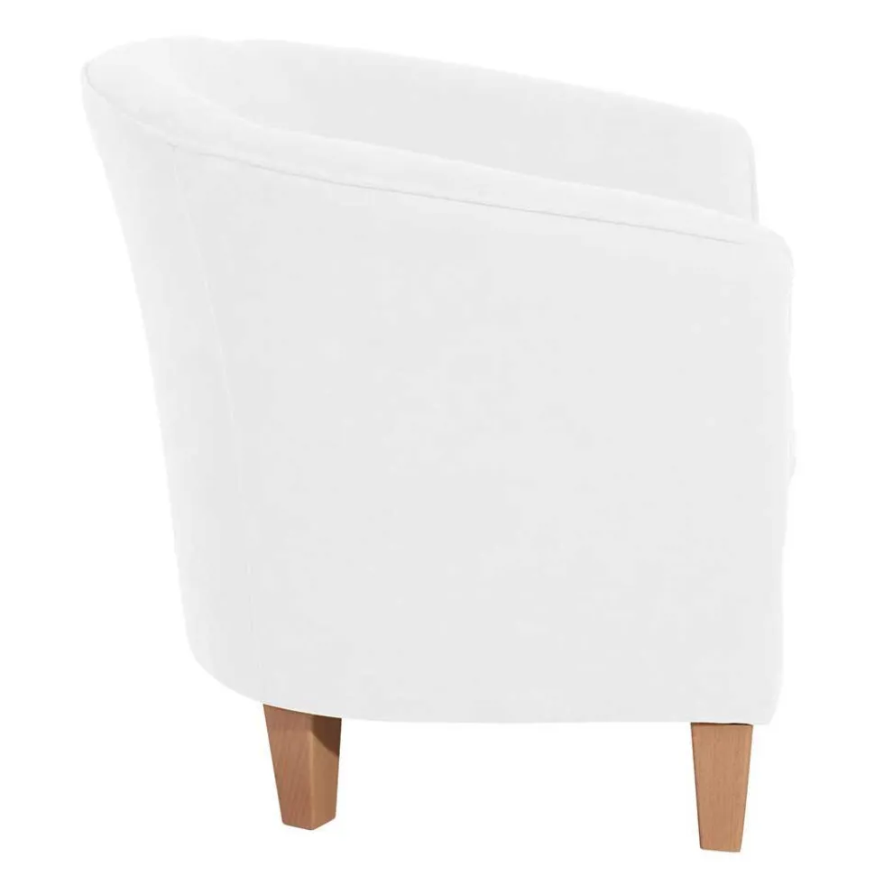 Velours Polsterssel in Creme und Buche - Potova