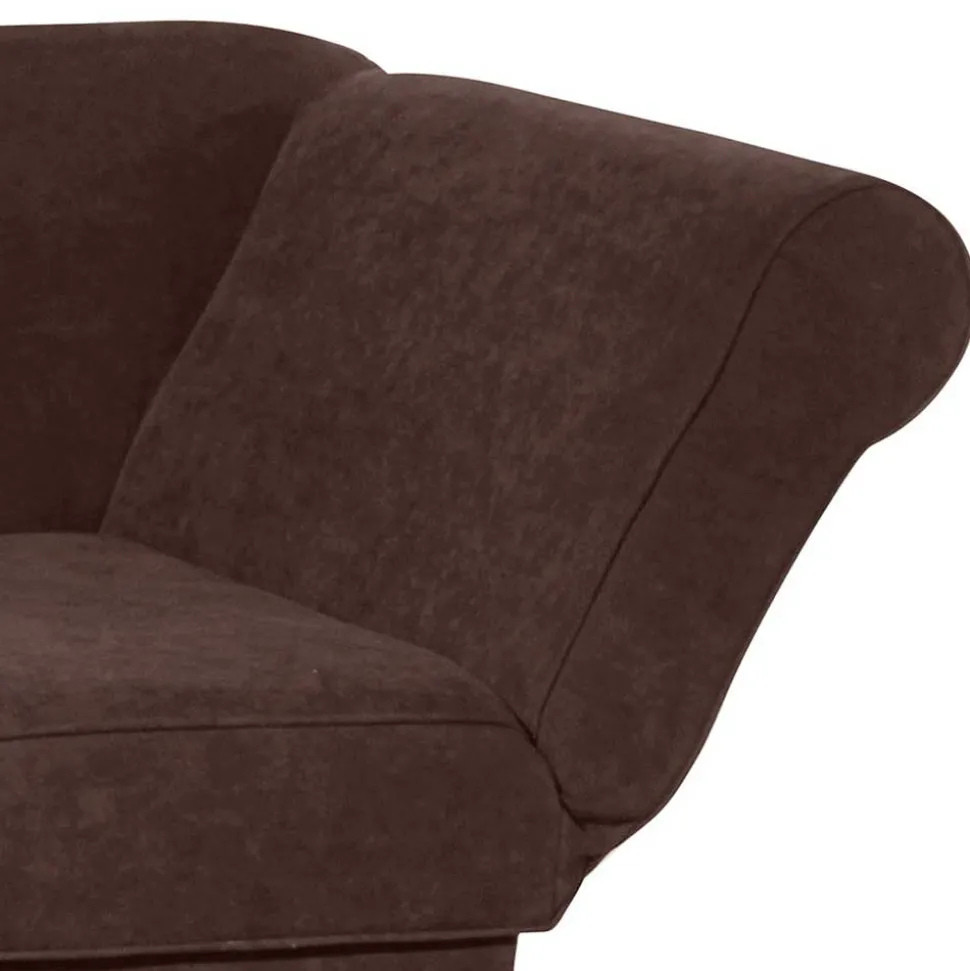 Velours Recamiere in Braun mit Buche - Curney