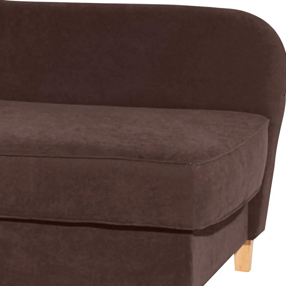 Velours Recamiere in Braun mit Buche - Curney