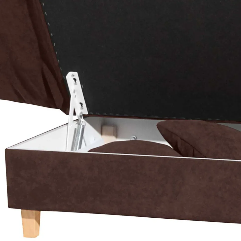 Velours Recamiere in Braun mit Buche - Curney