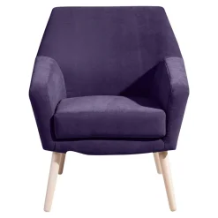 Velours Sessel in Violett und Buche Natur - Cunnar