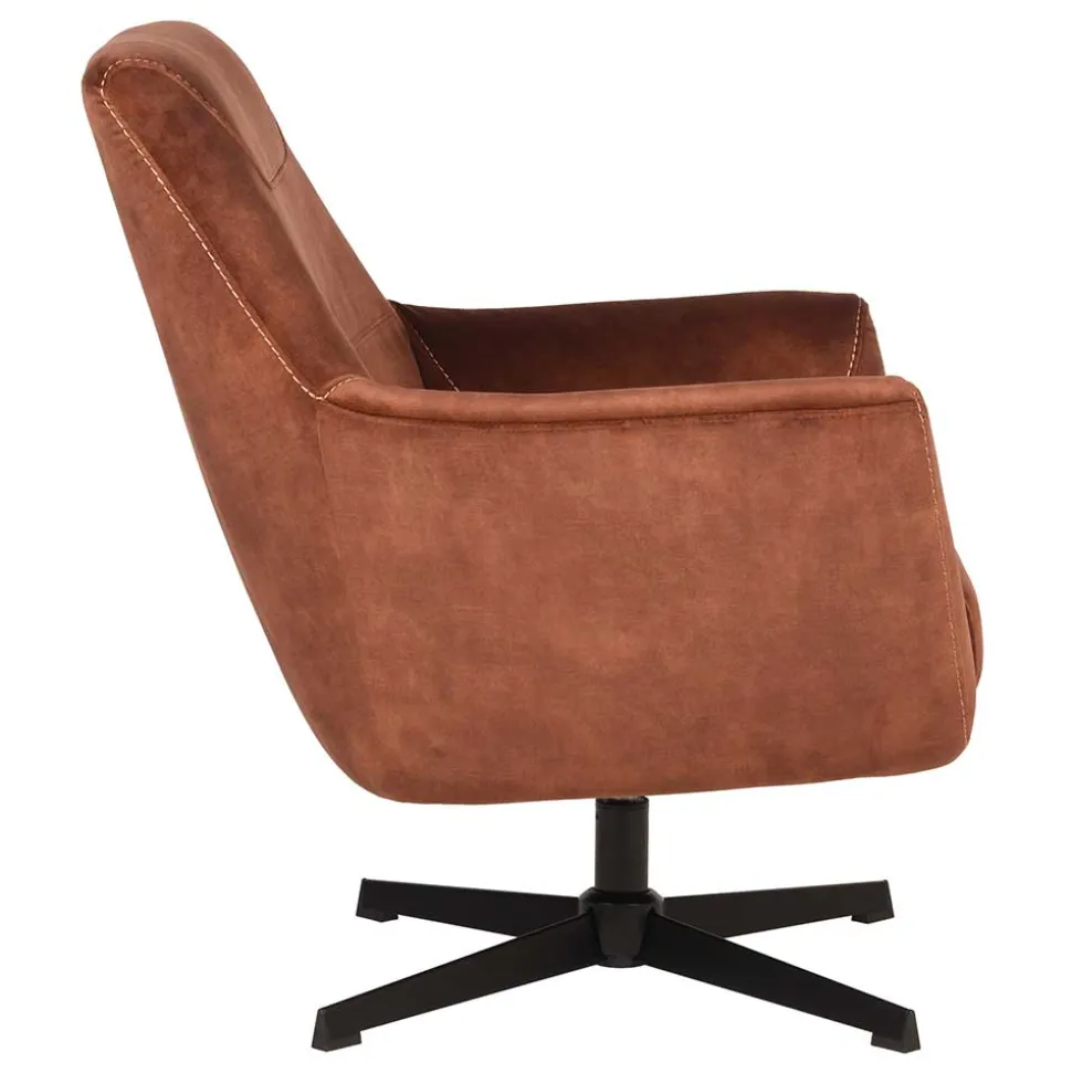 Velours TV Sessel in Rost Braun - Vuluza