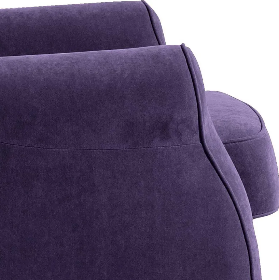 Velours-Ohrensessel in Violett mit Buche - Antonia