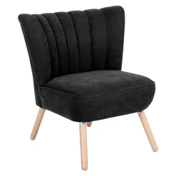 Velours-Sessel in Schwarz und Buche Natur - Avenzas