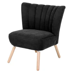 Velours-Sessel in Schwarz und Buche Natur - Avenzas