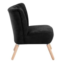 Velours-Sessel in Schwarz und Buche Natur - Avenzas