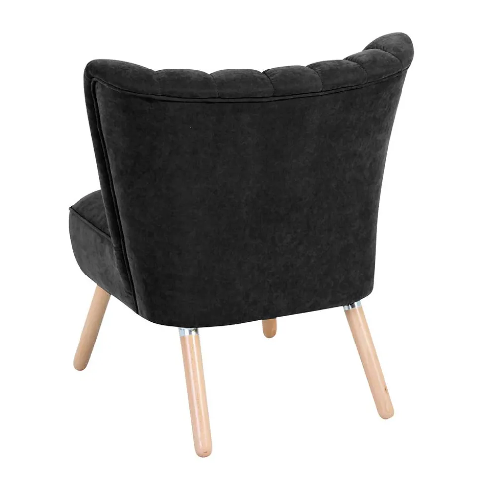 Velours-Sessel in Schwarz und Buche Natur - Avenzas