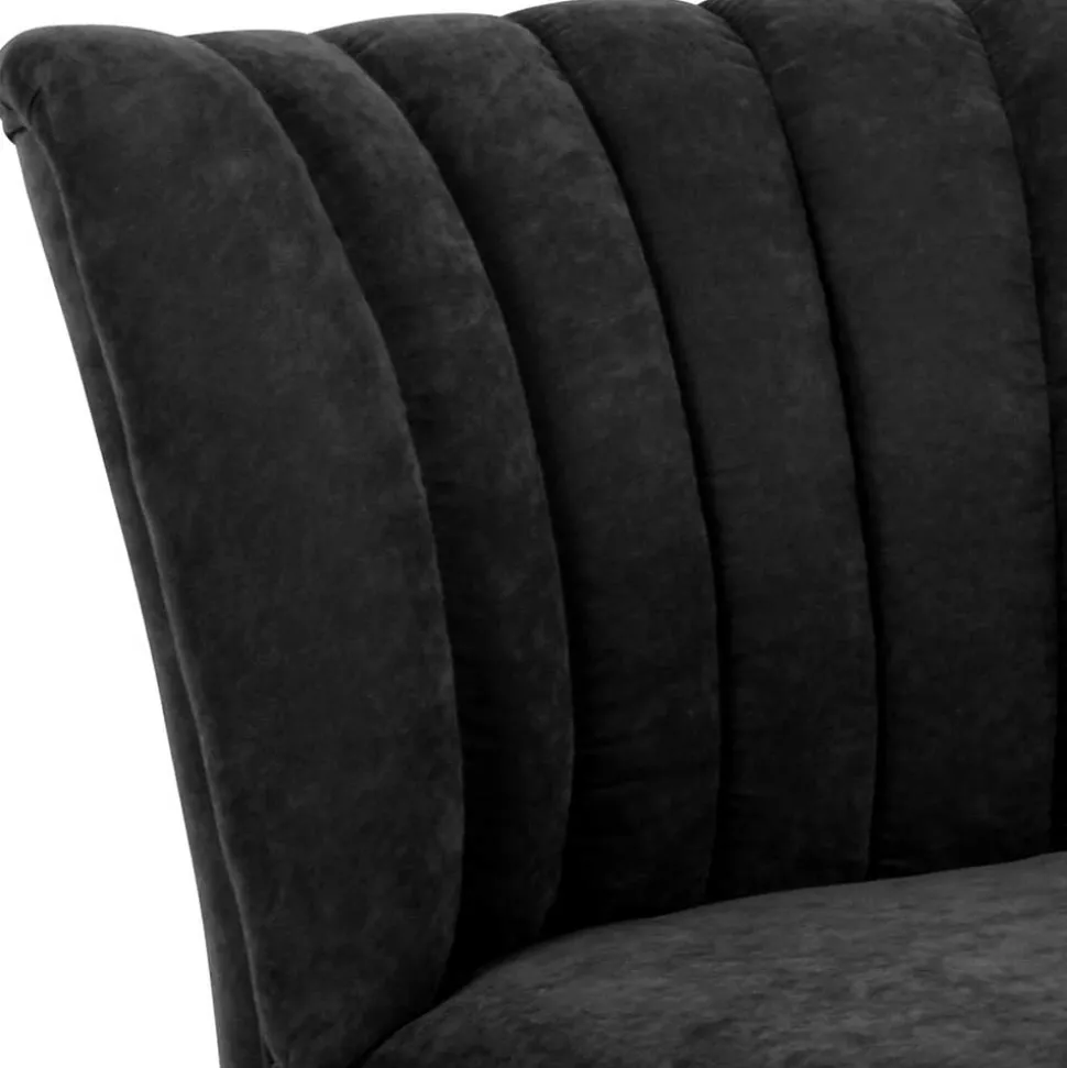 Velours-Sessel in Schwarz und Buche Natur - Avenzas