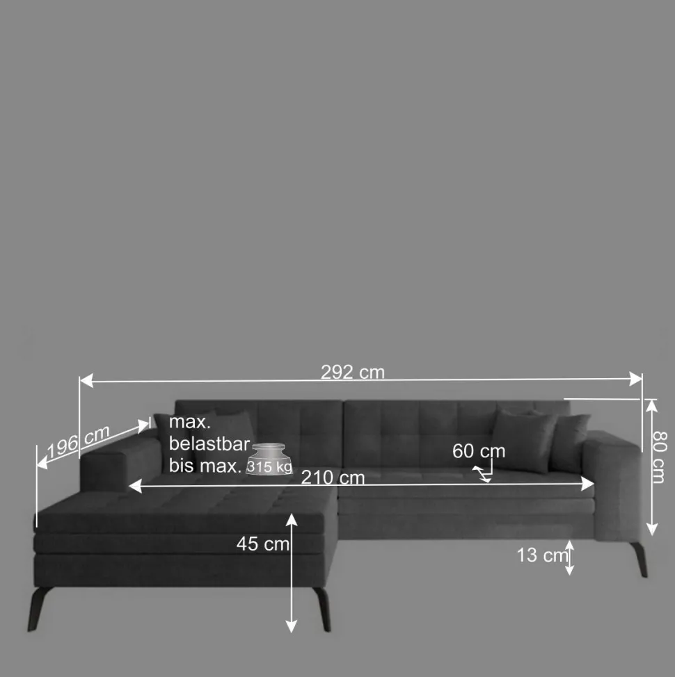 Viersitzer Sofaecke in Beigegrau - Javolena