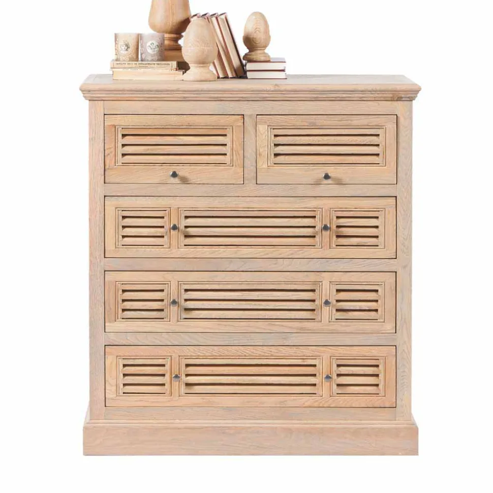 Vintage Kommode mit Lamellen Front Taunton aus Eiche teilmassiv