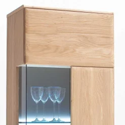 Vitrine in 60cm Breite Pontros Eiche Bianco teilmassiv