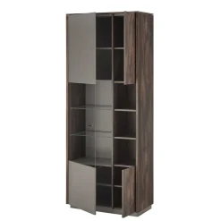 Vitrine Schrank in Anthrazit und Eiche Dunkel - Mundo