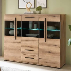 Vitrinen-Highboard in Eiche Holzoptik - Brocus