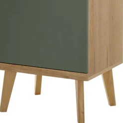Vitrinenschrank in Graugrün mit Wildeiche - Oliva