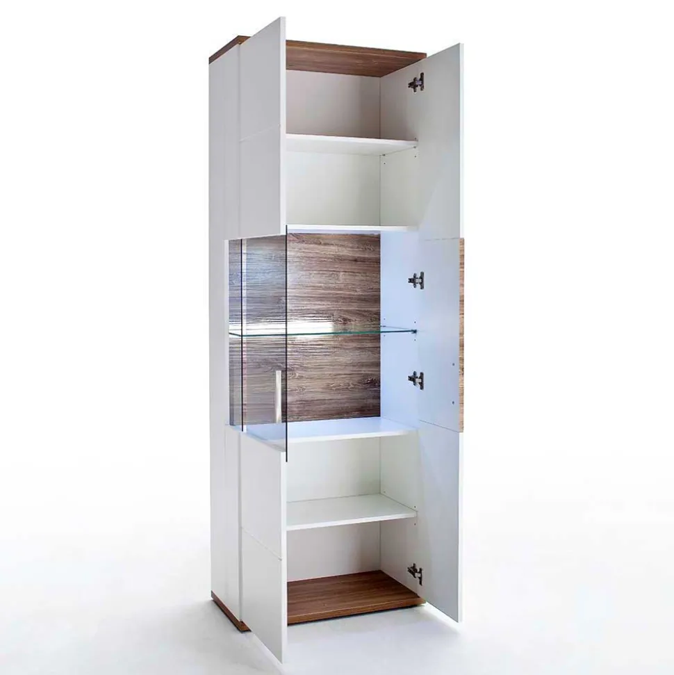Vitrinenschrank in Hochglanz Weiß - Icadro