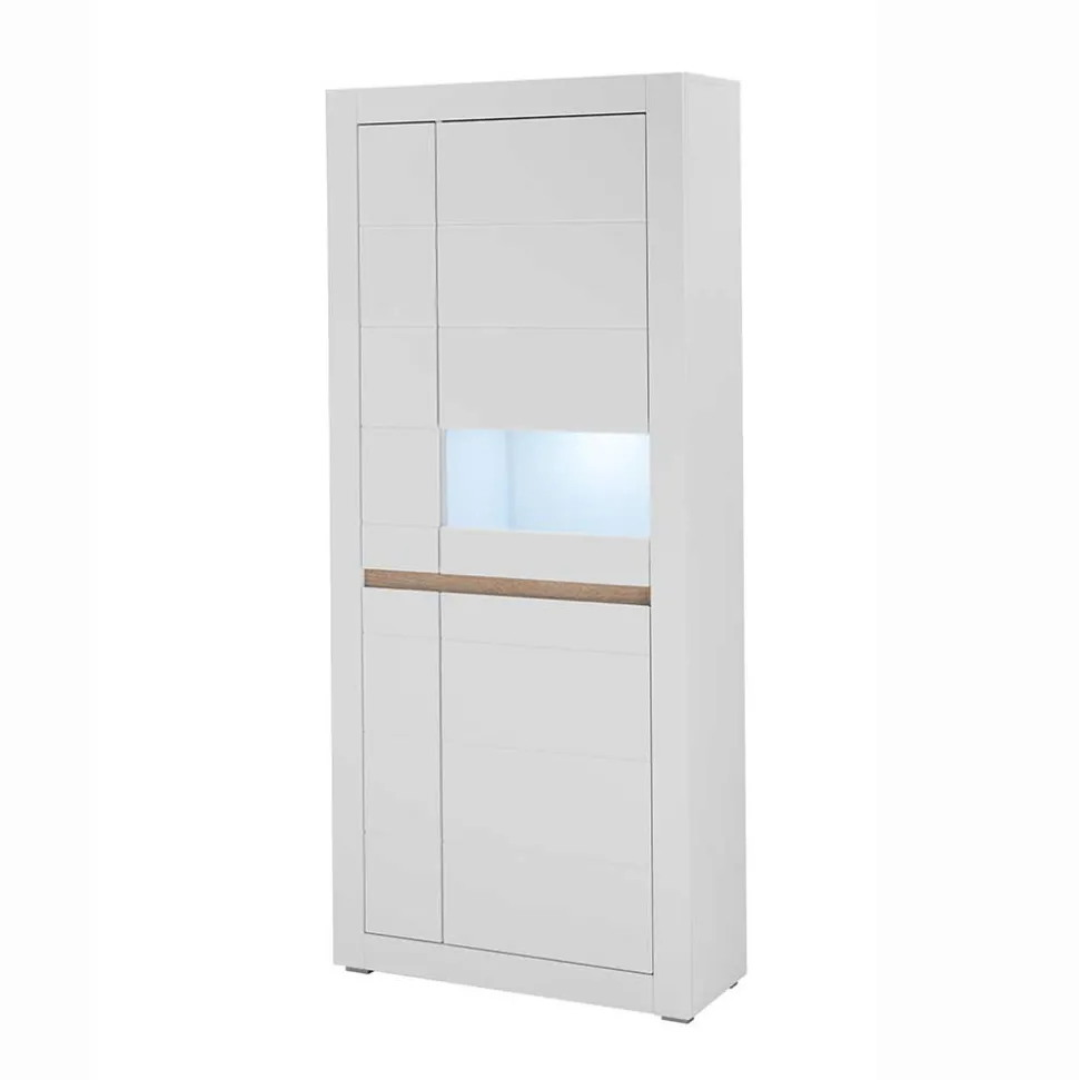 Vitrinenschrank in Weiß - 85x198x35 cm - Ilana