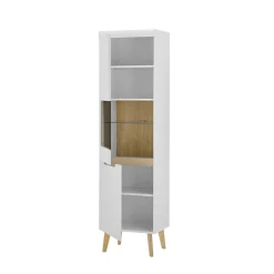 Vitrinenschrank in Weiß mit Eiche - Ginko