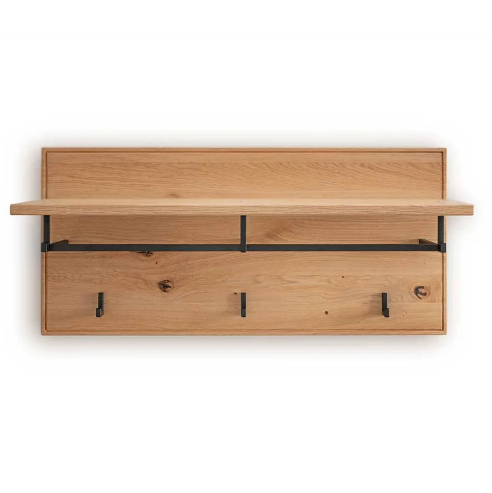 Wandgarderobe aus Asteiche Massivholz und Metall - Zonga