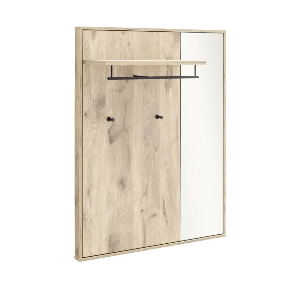 Wandgarderobe mit Spiegel in Wildeiche Optik - Vapposia