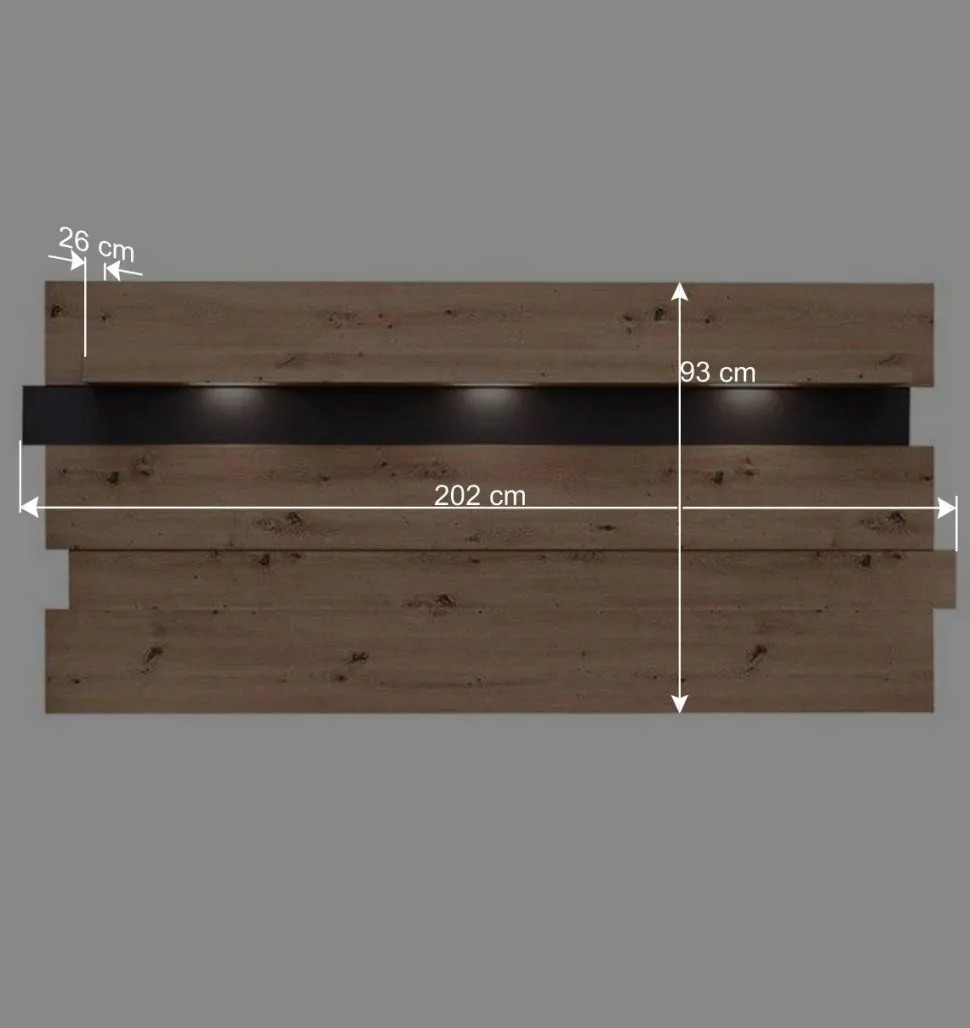 Wandpaneel mit Ablage & LED Beleuchtung - Kuetra