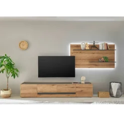Wandregal-Paneel und TV-Lowboard Set - Colomania (zweiteilig)