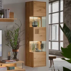 Wand-Vitrine aus Wildeiche Massivholz - Millena