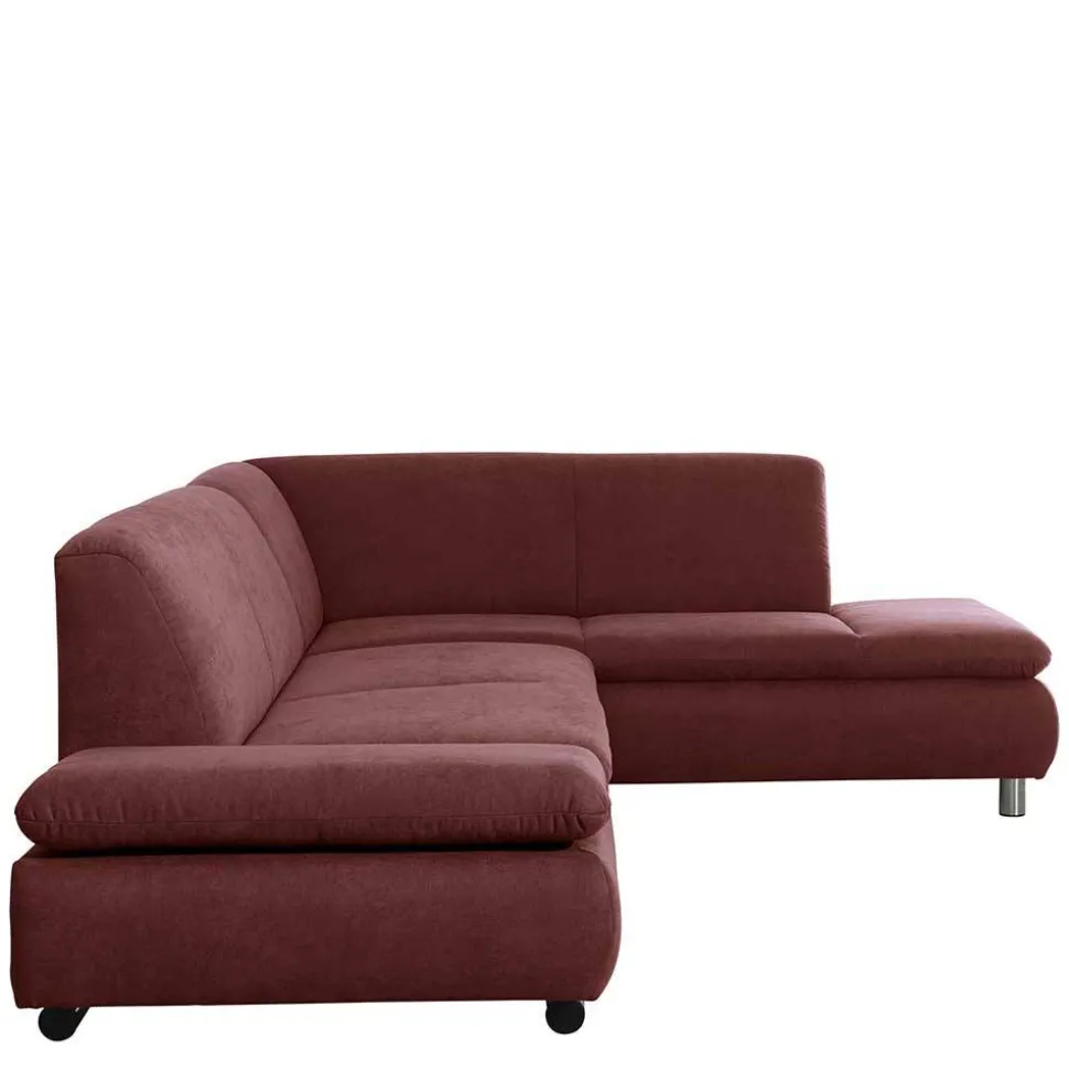 Webstoff Sofaecke in Rot mit Chrom - Renemia